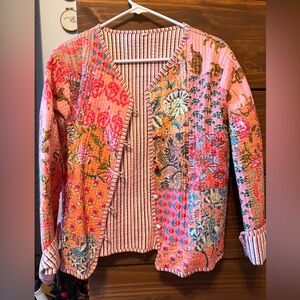Floral Quilted Jacket - Pink Multicolor